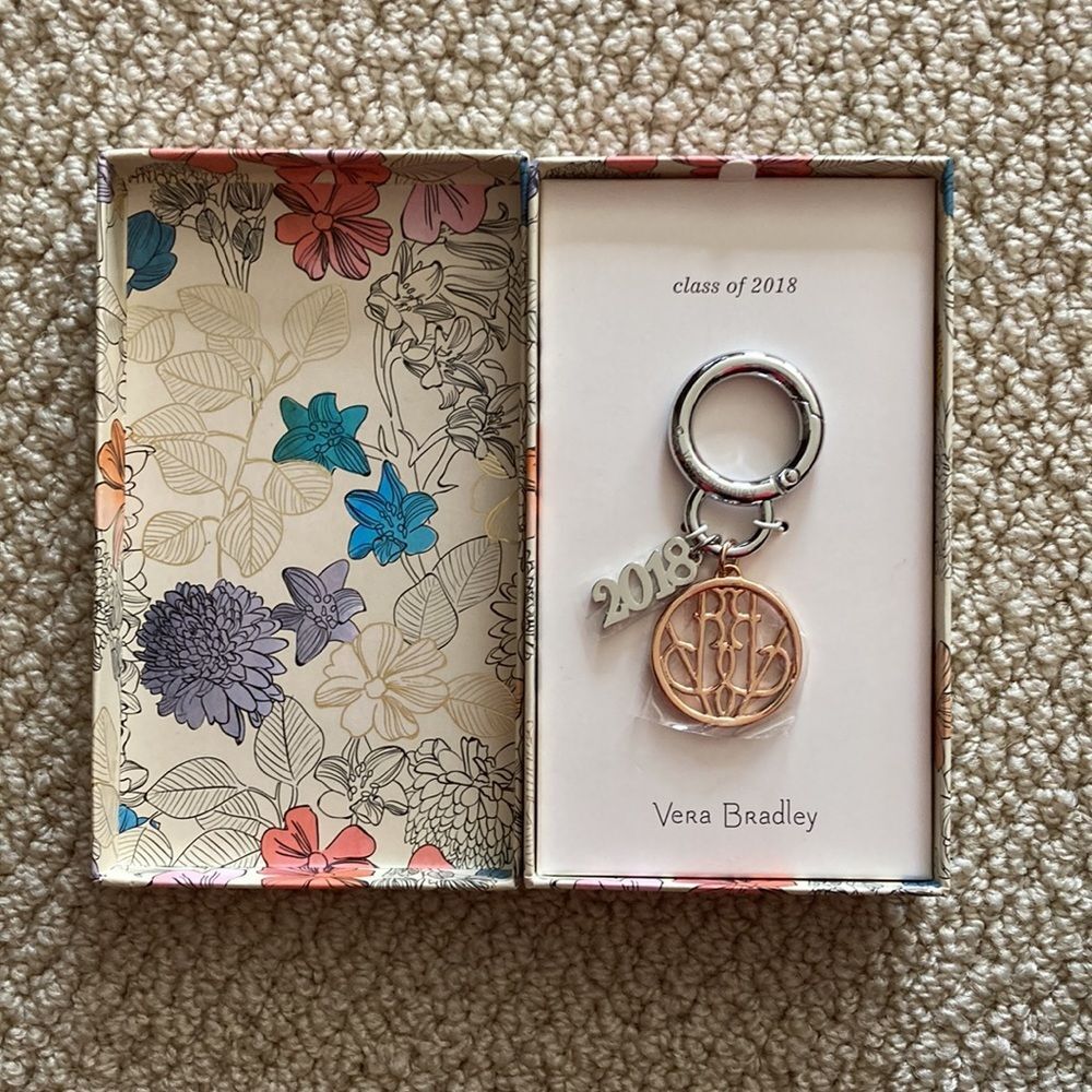 NEW Vera Bradley Class of 2018 Keychain Charm Rose Gold Graduation Rose Gold NIB
